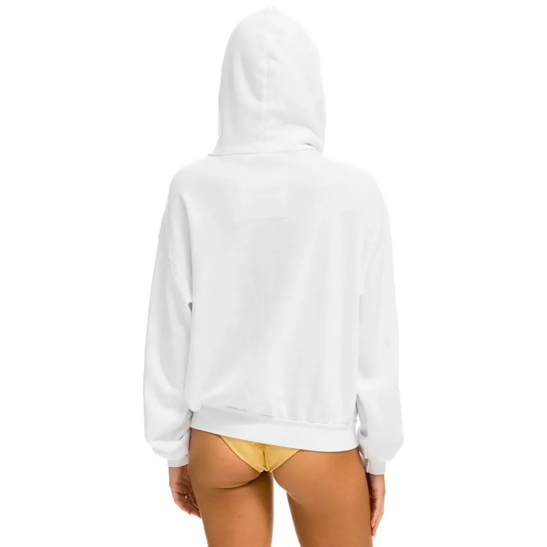 5 Stripe Relaxed Zip Hoodie (White   Neon Rainbow)