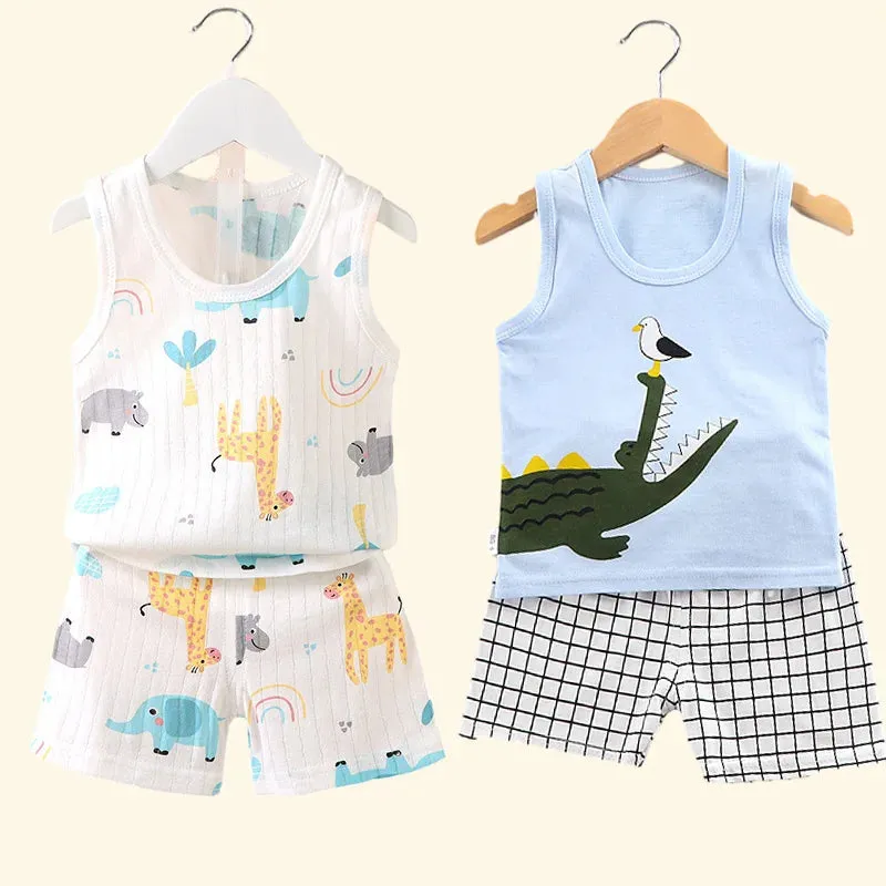 Children's Clothing Print Sleeveless Tops Shorts Cute Breathable Kids