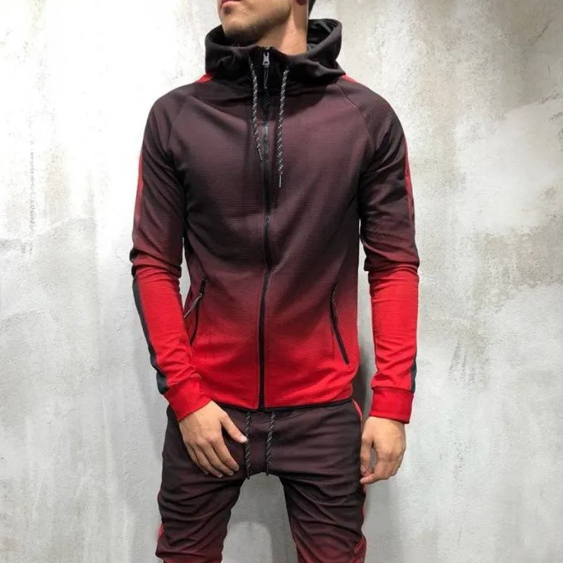 DGradient Zipper Cardigan Hip-Hop Trendy Sporty Sweatshirt Outerwear
