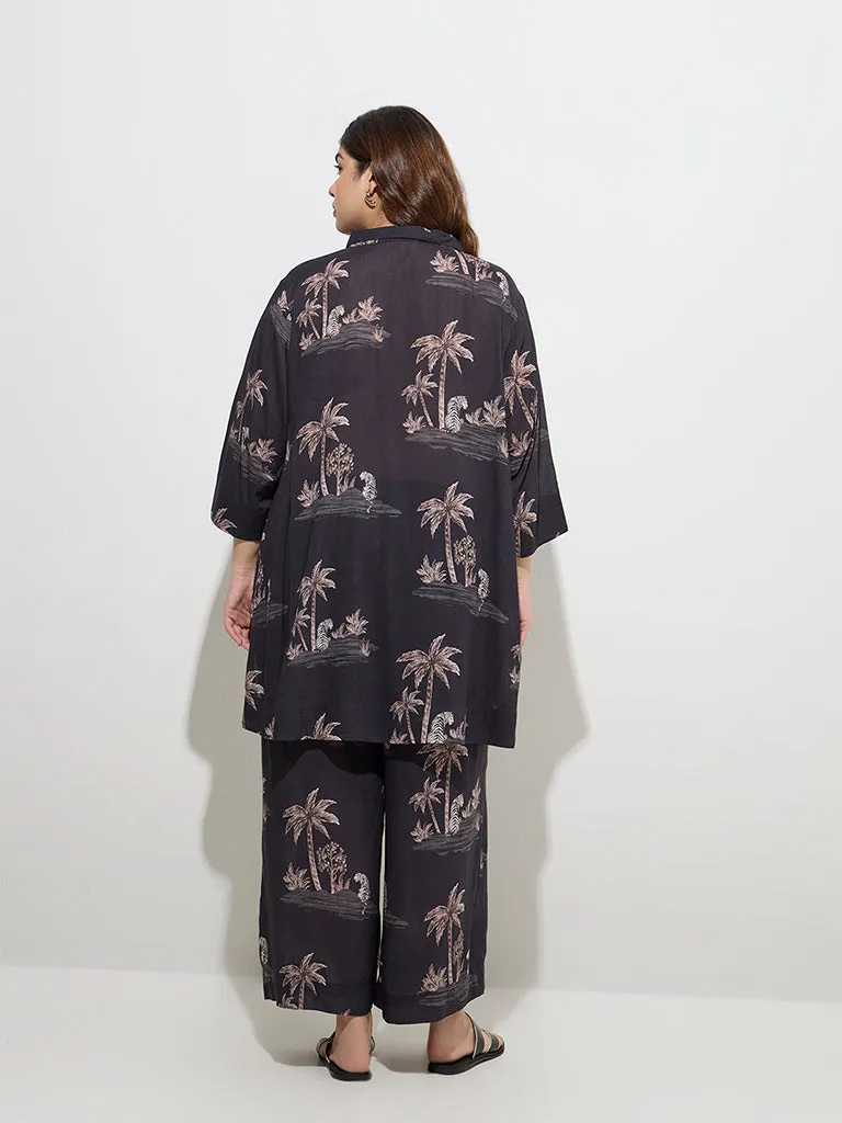 Diza Black Tropical-Inspired Ethnic Tunic