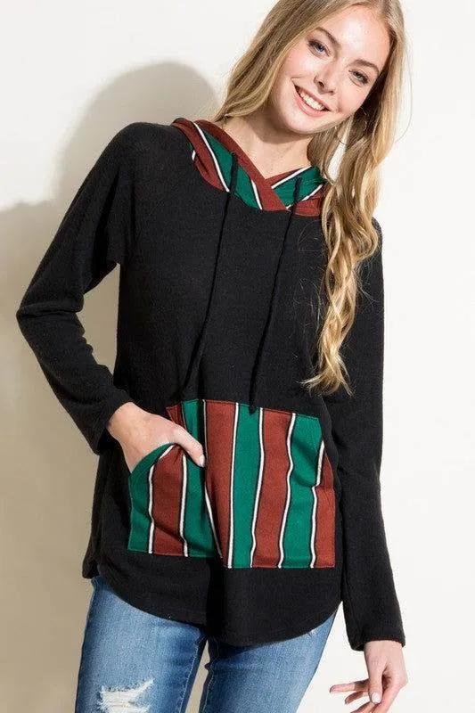 E Luna Stripe Mixed Sweatshirt