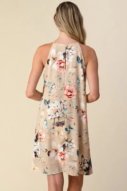Floral Chic Halter Dress
