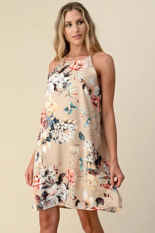 Floral Chic Halter Dress