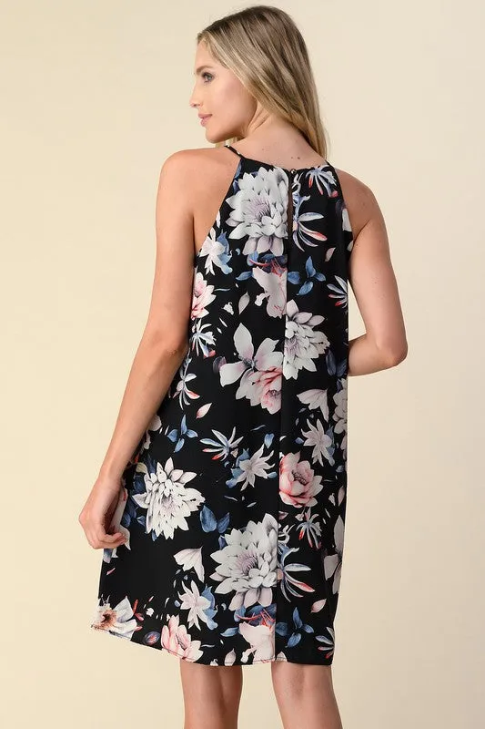 Floral Chic Halter Dress