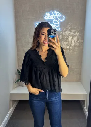 Hailey Eyelet Flutter Sleeve Blouse