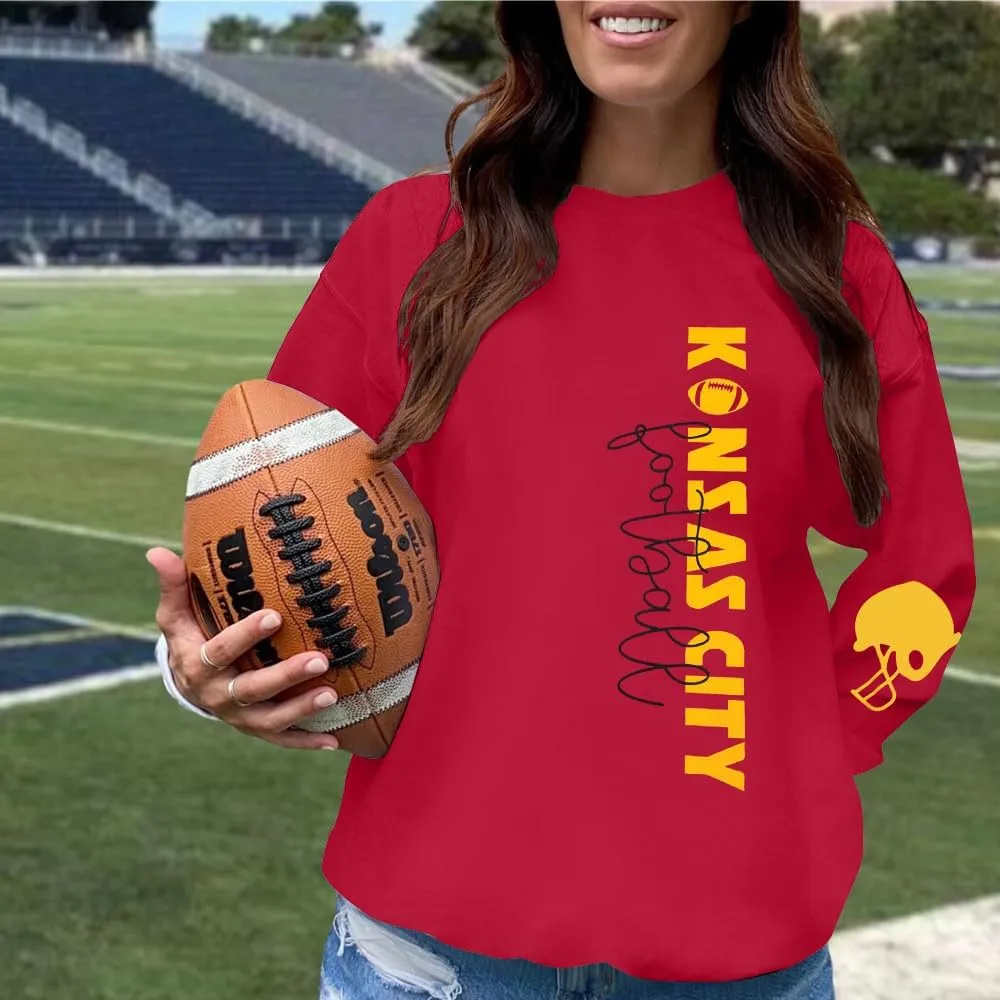 HEBBE Football Sweatshirts For Women Game Day Football Sweatshirt Touchdown Shirt Casual Crewneck Pullover Top