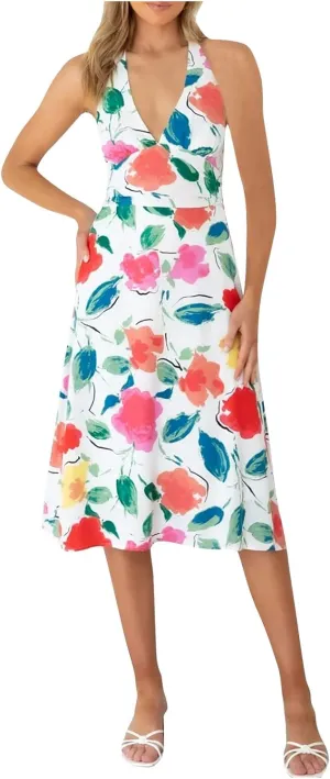 HHmei Women Floral Print Bodycon Derss Elegant Sleeveless Ruffle Mini Dress Party Dress