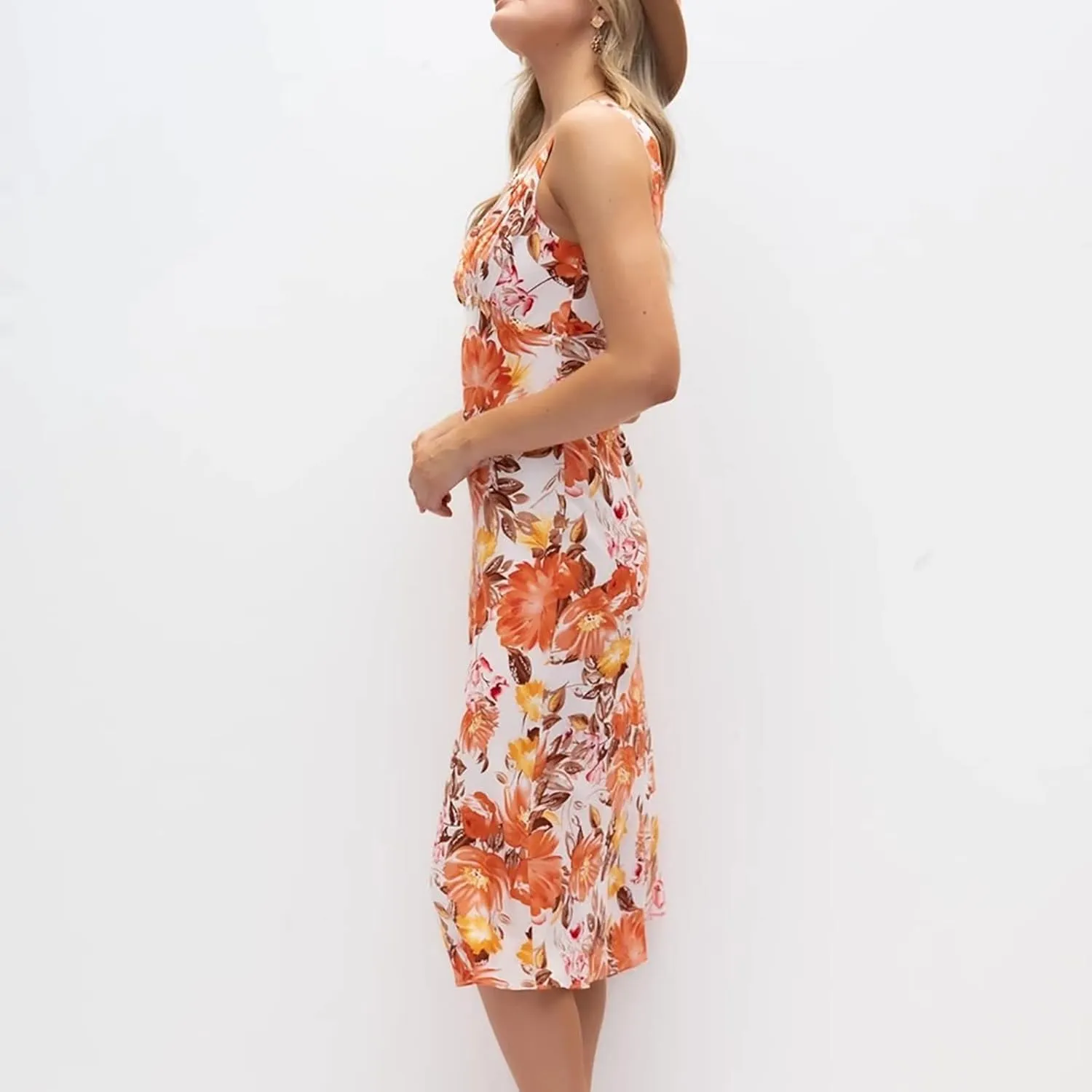 HHmei Women Floral Print Bodycon Derss Elegant Sleeveless Ruffle Mini Dress Party Dress