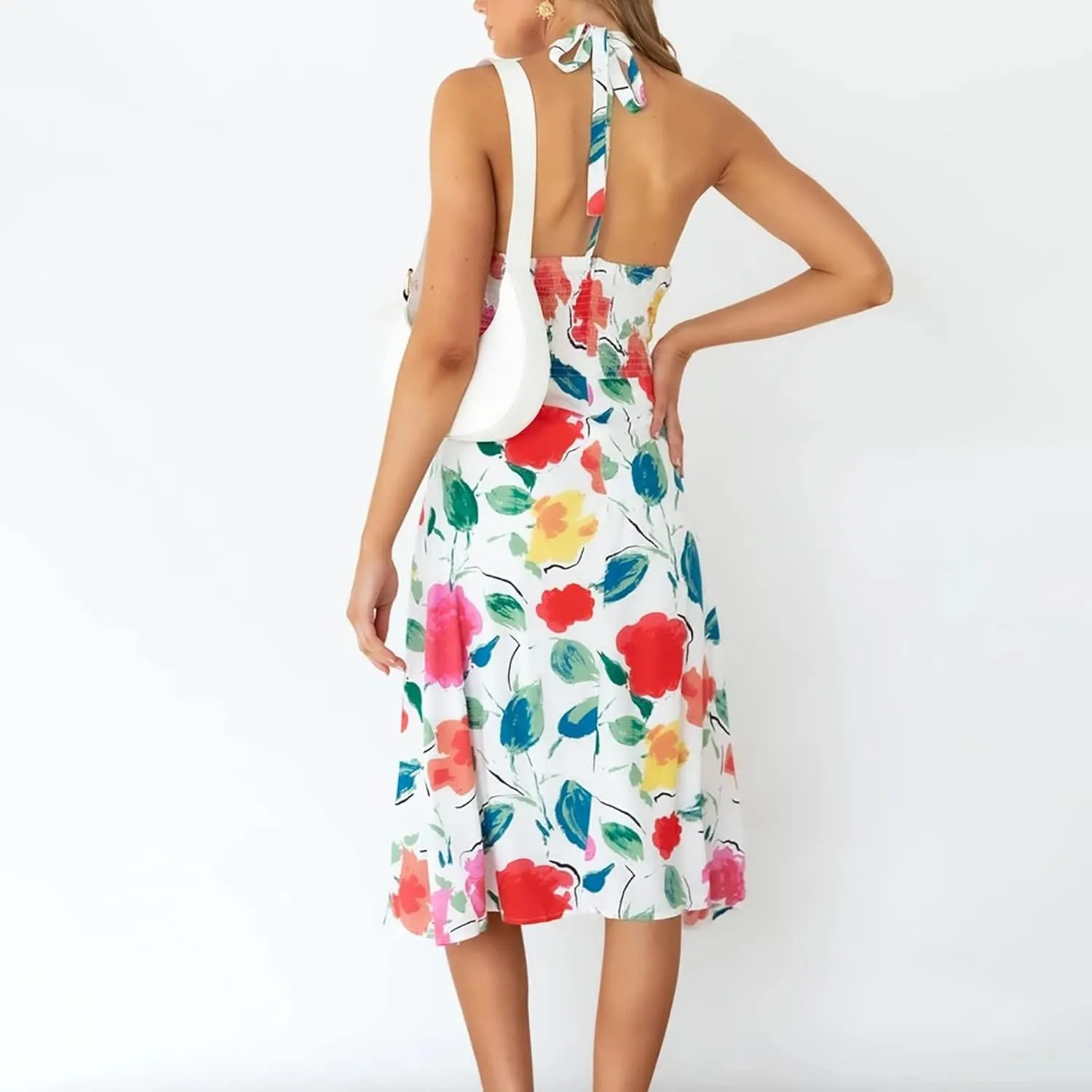 HHmei Women Floral Print Bodycon Derss Elegant Sleeveless Ruffle Mini Dress Party Dress