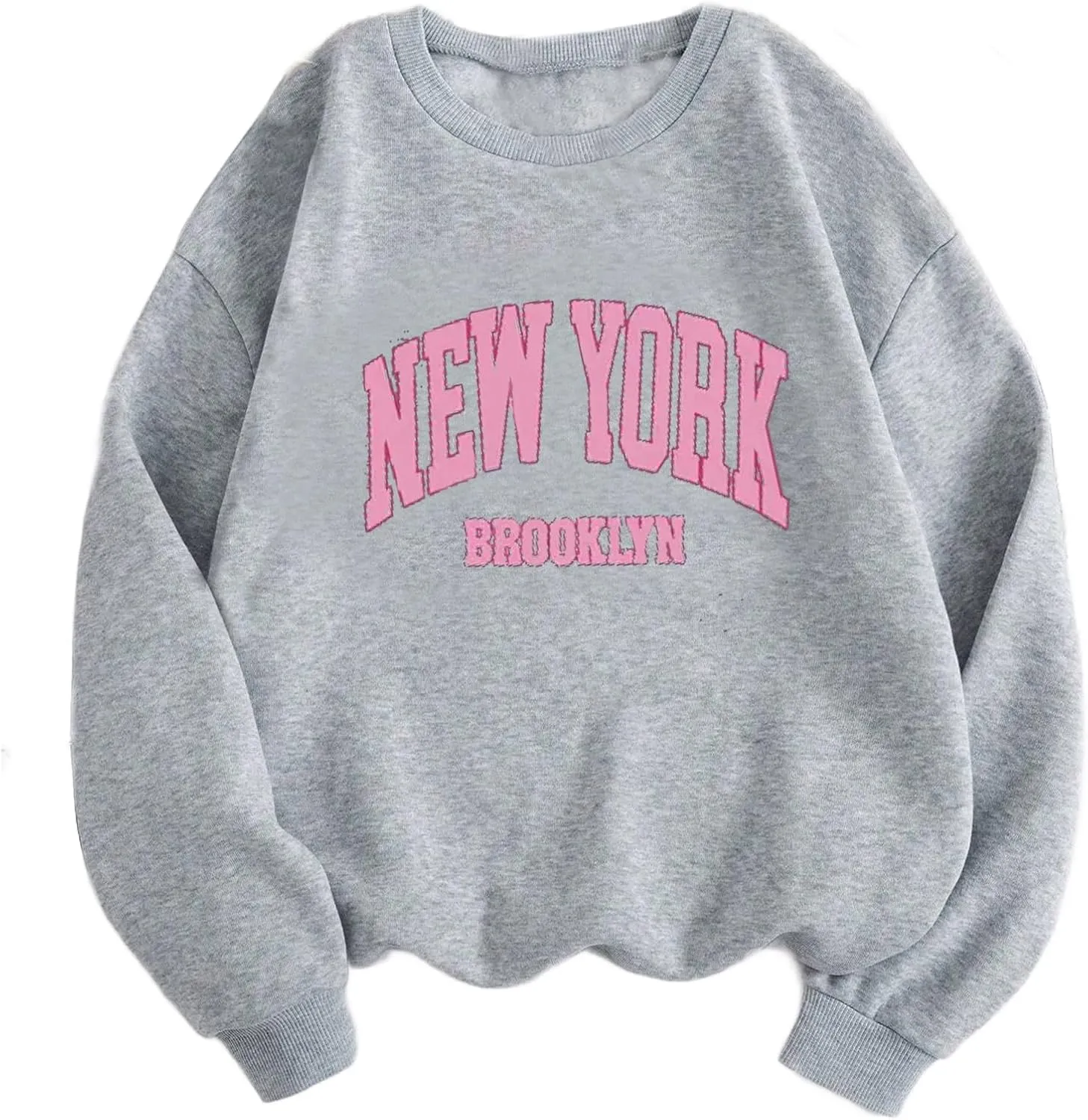 Hilinker Women's Cute Graphic Crewneck Sweatshirts Casual Loose Long Sleeve Pullover Tops Grey Medium
