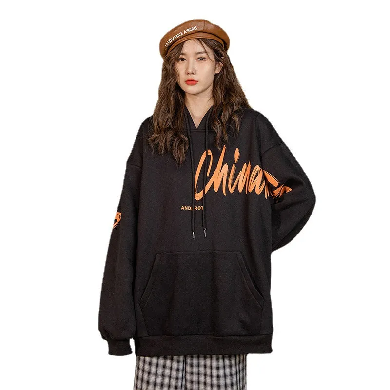 Hooded Sweatshirt Women Trendy Niche Loose Korean Tops ins Lazy Outerwear