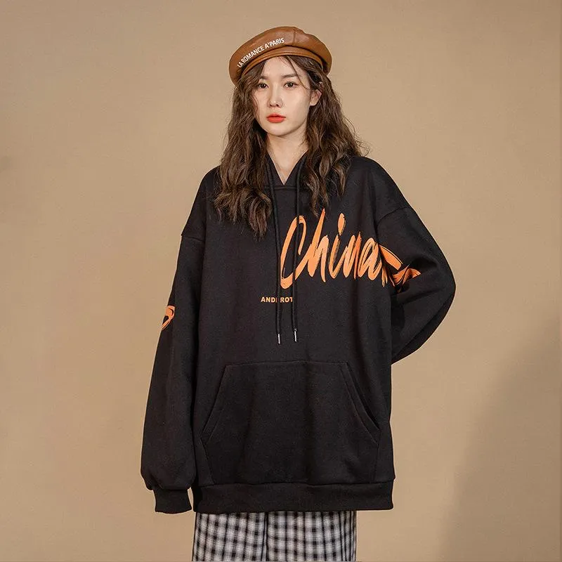 Hooded Sweatshirt Women Trendy Niche Loose Korean Tops ins Lazy Outerwear