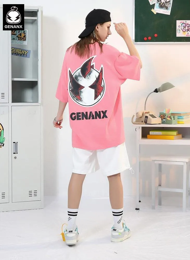 Minimalist Dark Cartoon Letter Graffiti Print T-Shirt