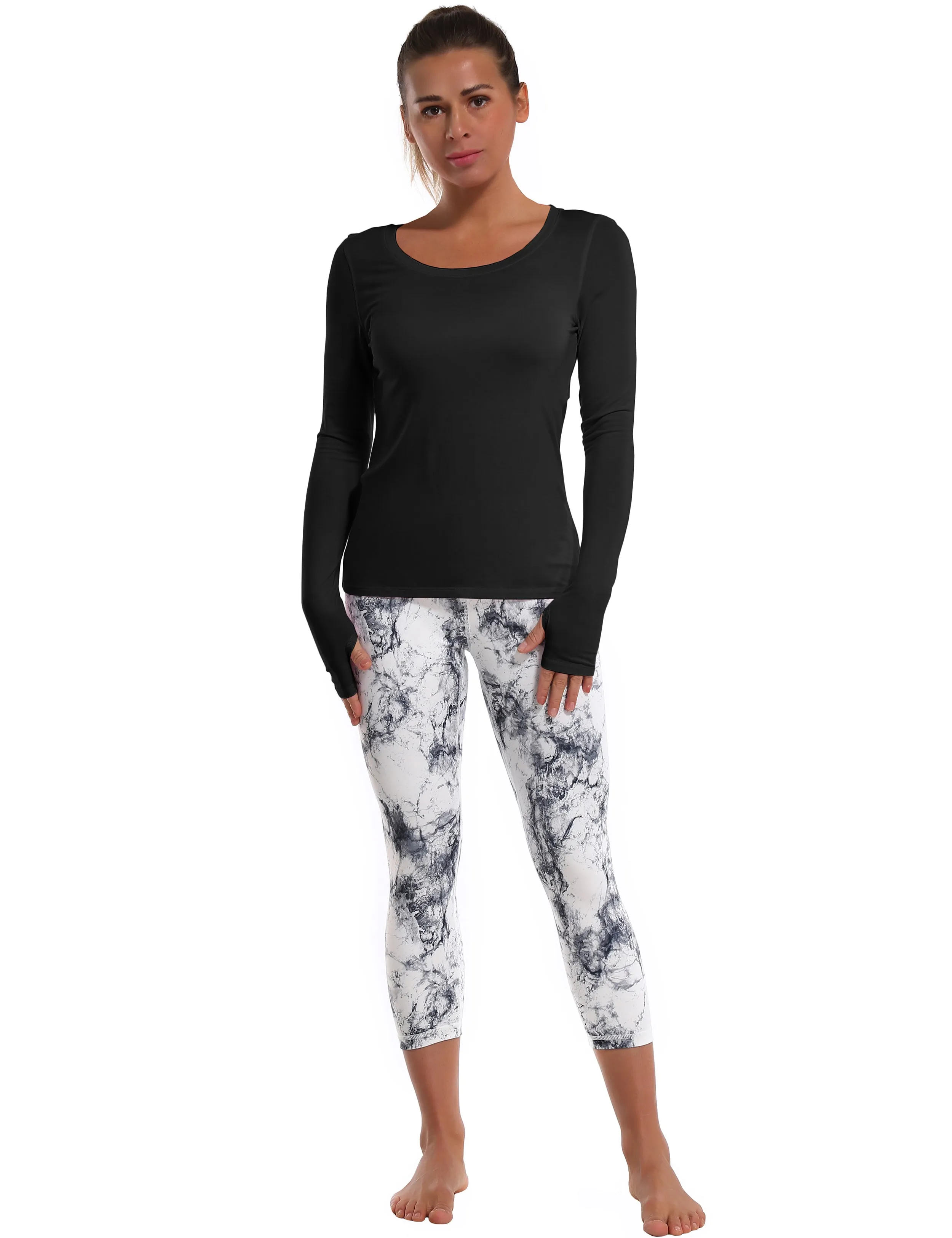 Open Back Long Sleeve Tops black_Jogging