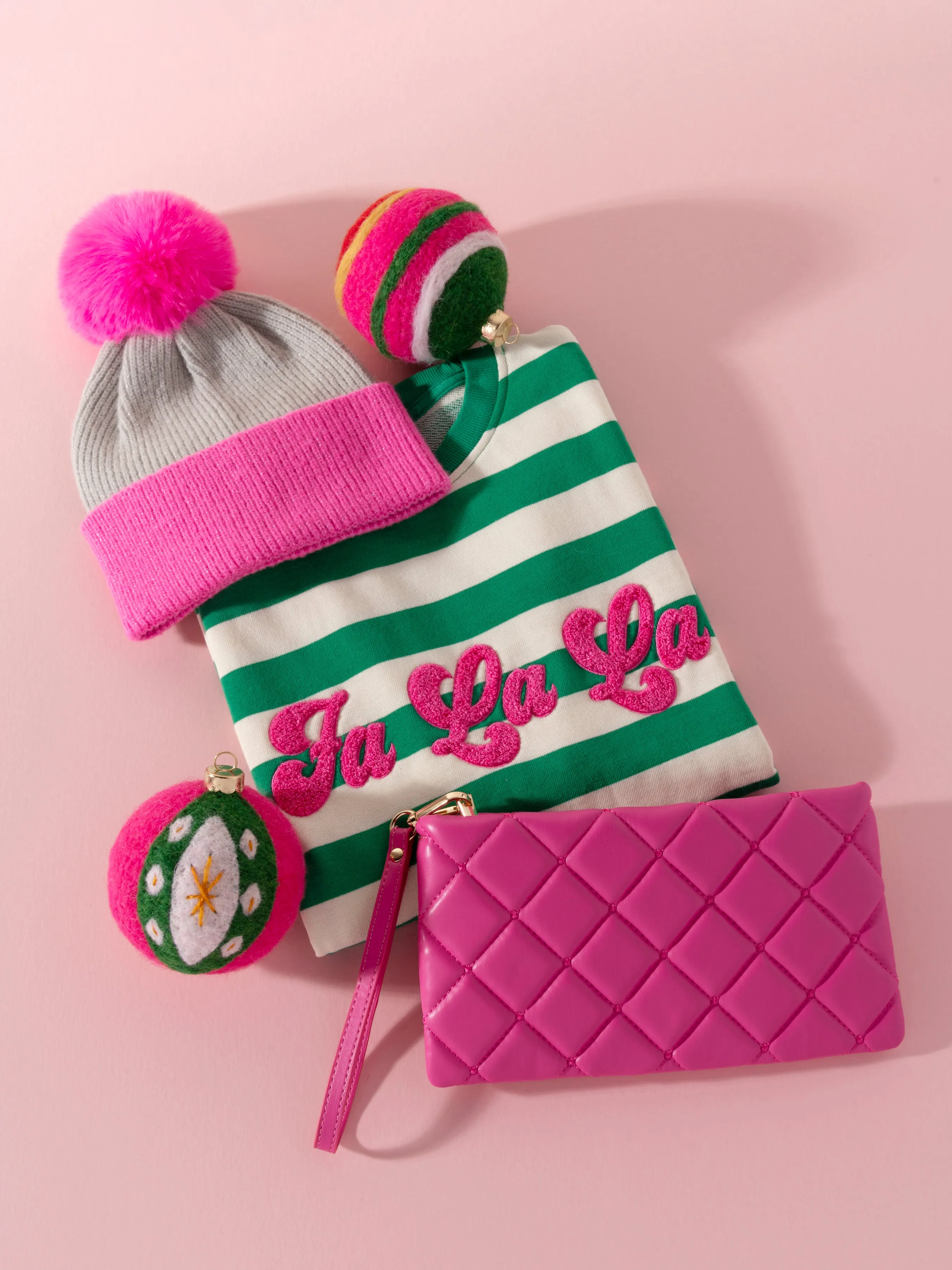 Shiraleah "Fa La La" Stripe Sweatshirt, Green