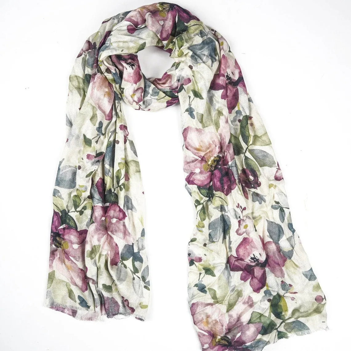 Silk Modal Scarf - Pink Floral | Chic & Feminine