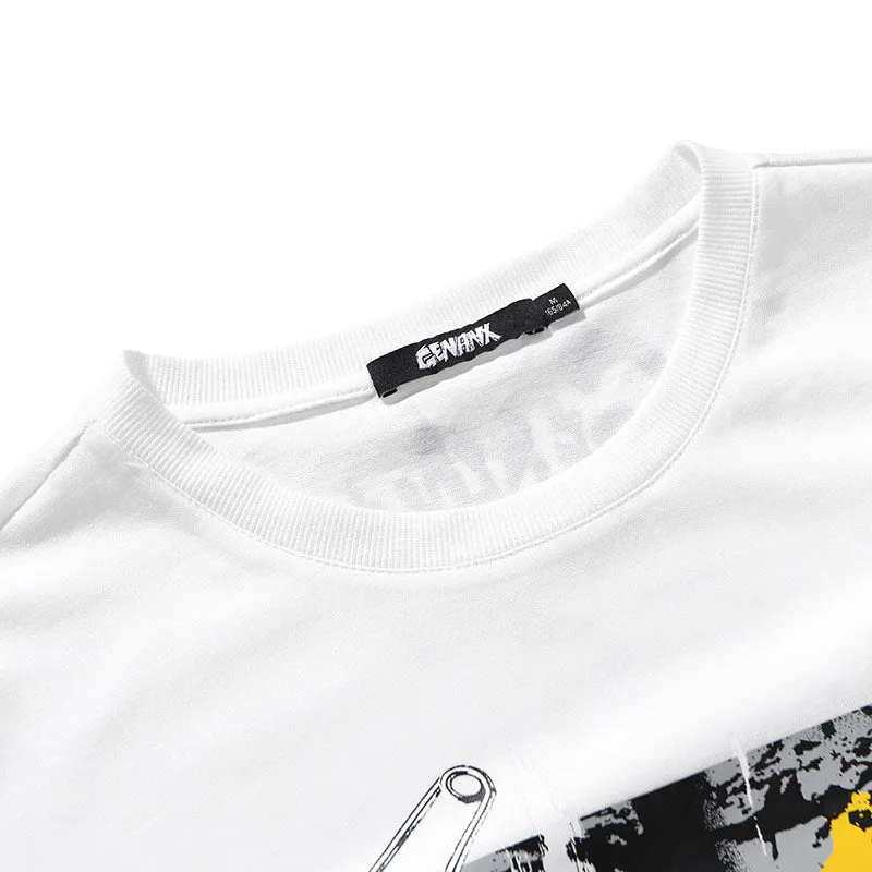Street Sports Style Graffiti Print Half Sleeve Cotton T-Shirt