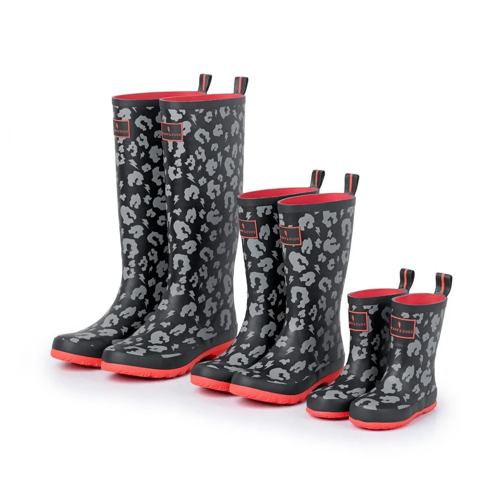 SUPERCHARGED ADULTS LEOPARD AND LIGHTNING BOLT PRINT WELLIES