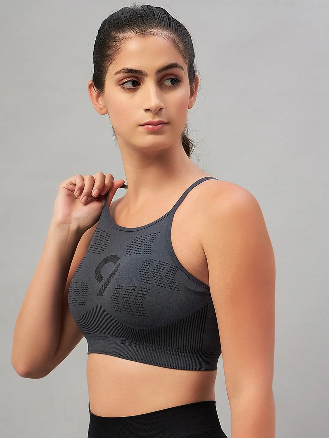 Women Seamless padded Sports Bra - Grey