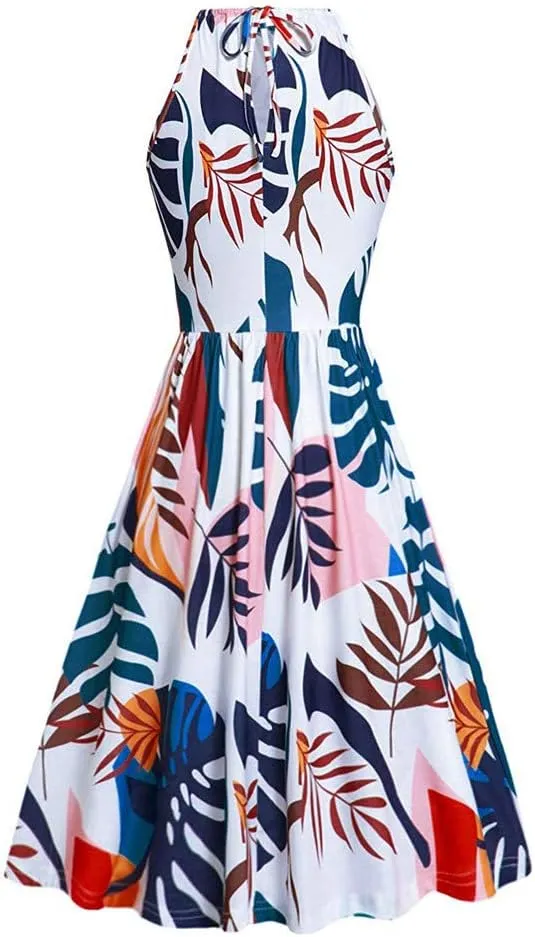 Women Summer Ball Gown Dresses, 2019 Casual Halter Sleeveless Print Mini Party Dress Sundress