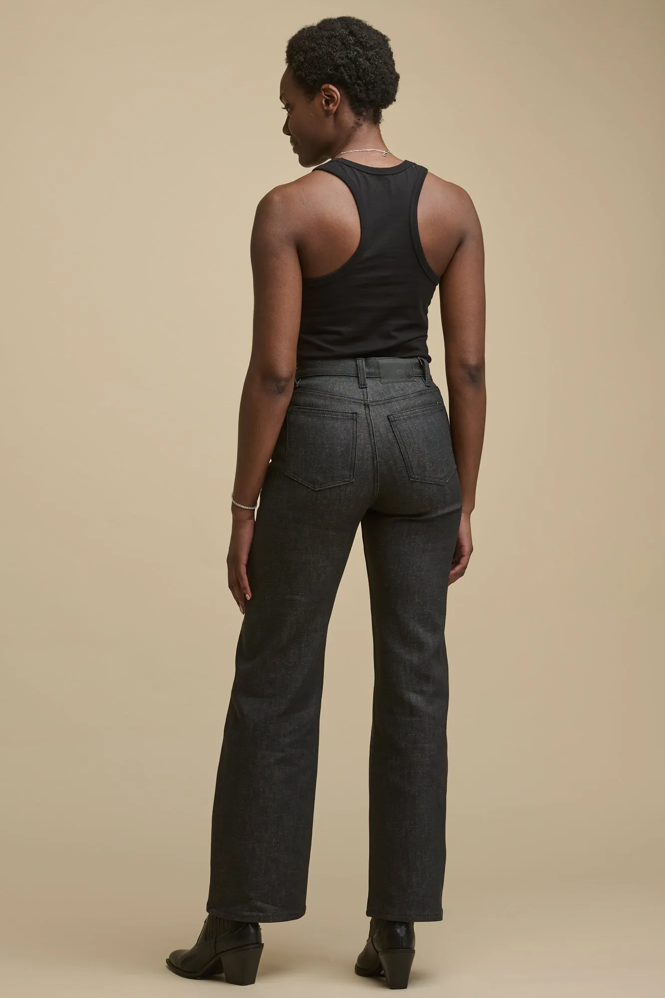 Women's Wide Leg High Rise Denim Jeans - Black