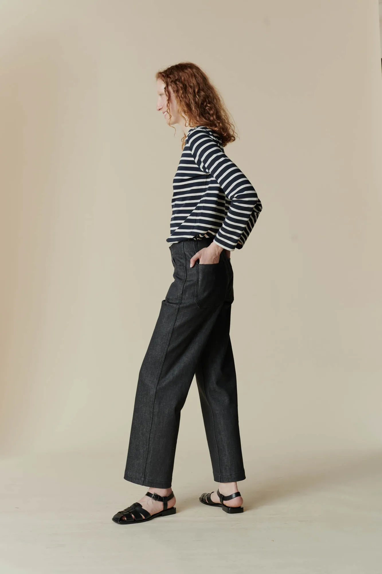 Women's Work Wide Straight Leg Denim Jeans - Black