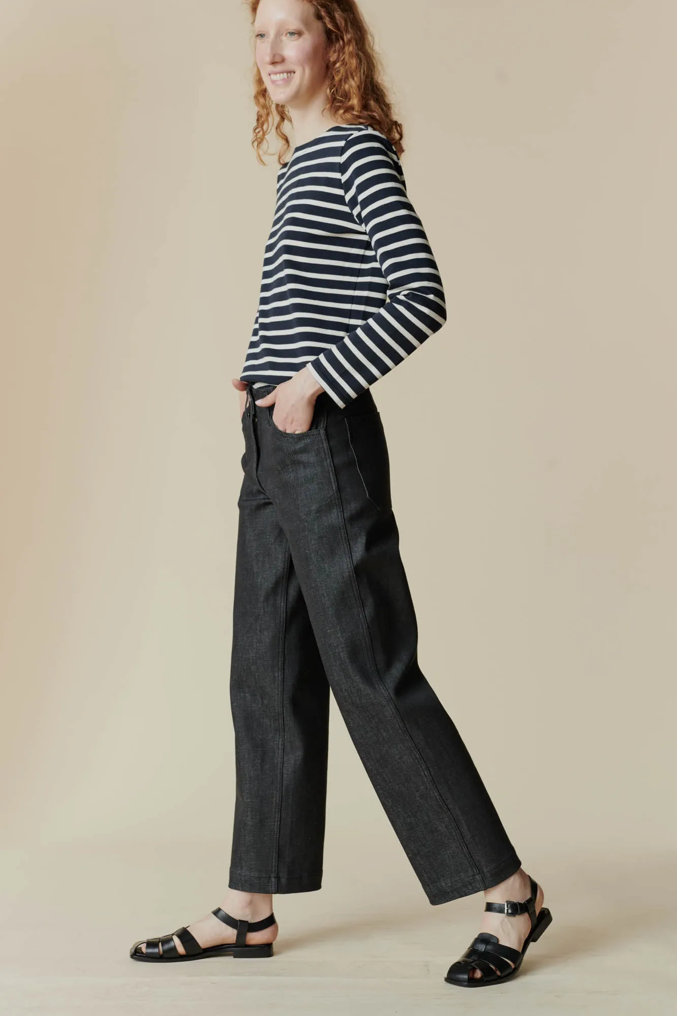 Women's Work Wide Straight Leg Denim Jeans - Black