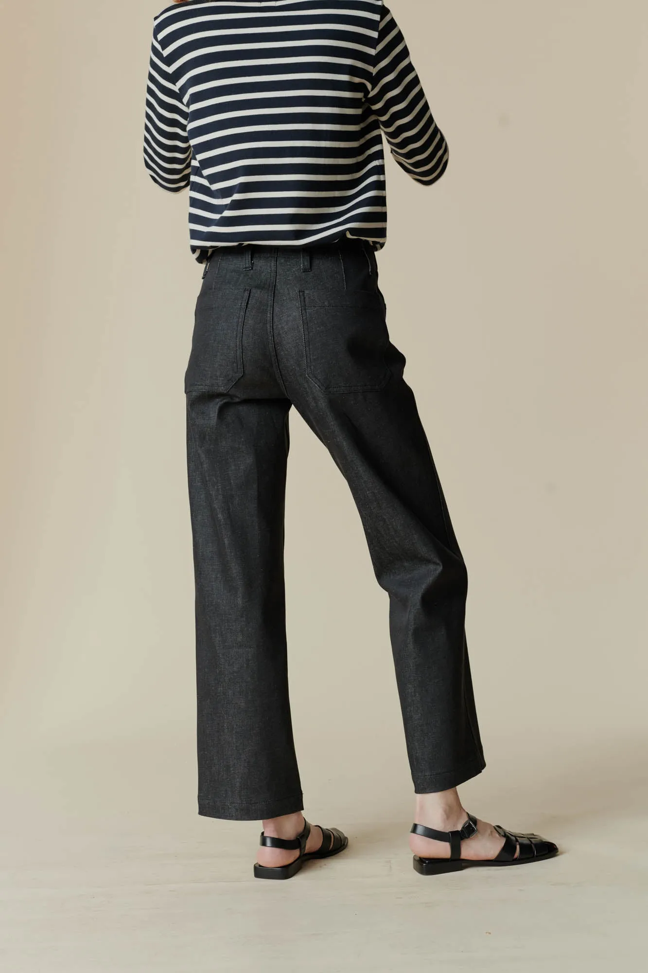 Women's Work Wide Straight Leg Denim Jeans - Black