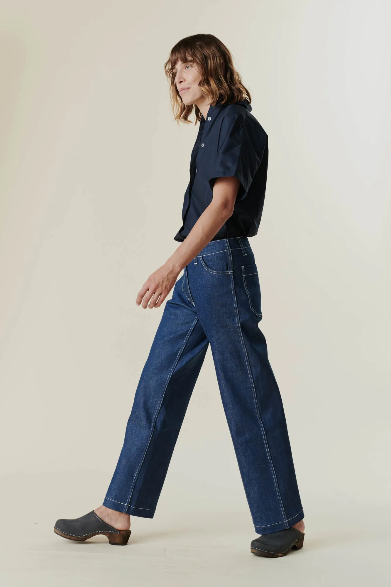 Women's Work Wide Straight Leg Denim Jeans - Blue
