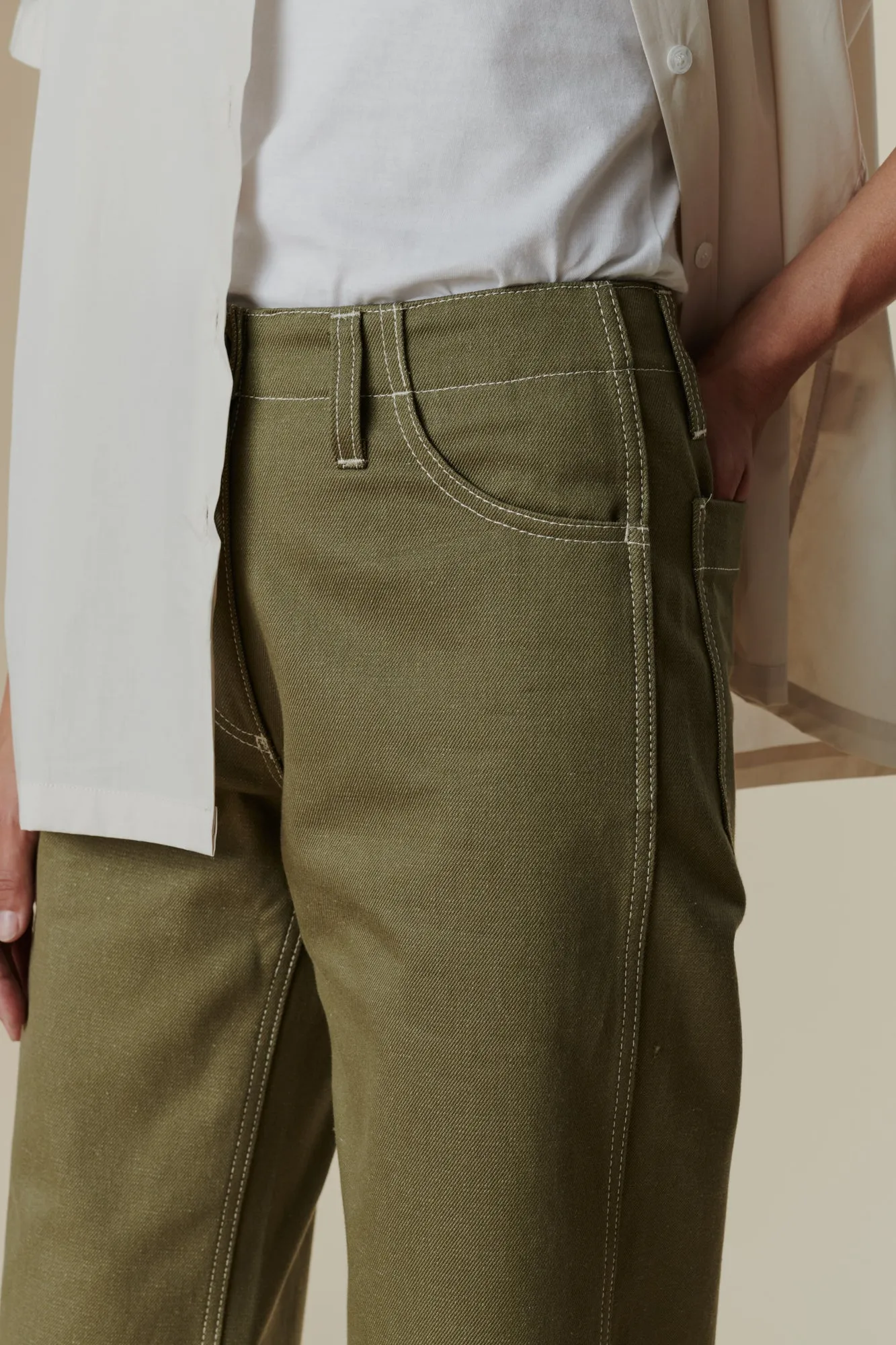 Women's Work Wide Straight Leg Denim Jeans - Olive